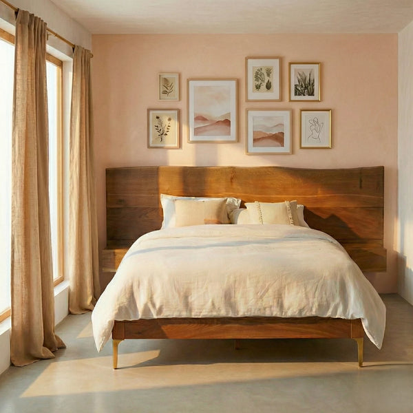 Live Edge Bed with Attached Nightstands - All Sizes