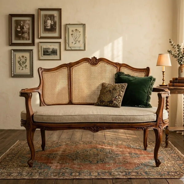 Livorno Solid Wood Rattan 3 Seater Sofa