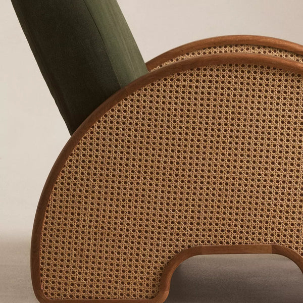 Lufkin Solid Wood Rattan Armchair
