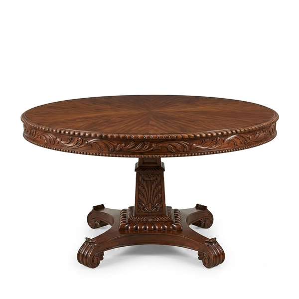 Magherafelt Sheesham Wood Table with Carved Floral Design