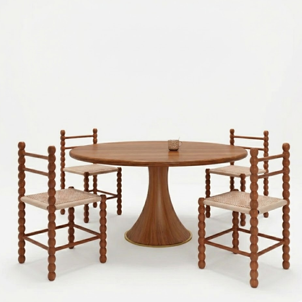 Mahdia Solid Wood Round Dining Table Set