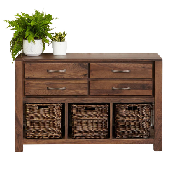 Maidenhead Sheesham Wood Console Table with Drawers & 3 Open Shelves