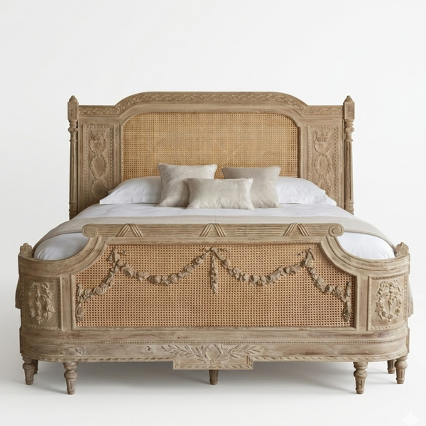 Malmesbury Solid Wood Rattan Bed -All Sizes