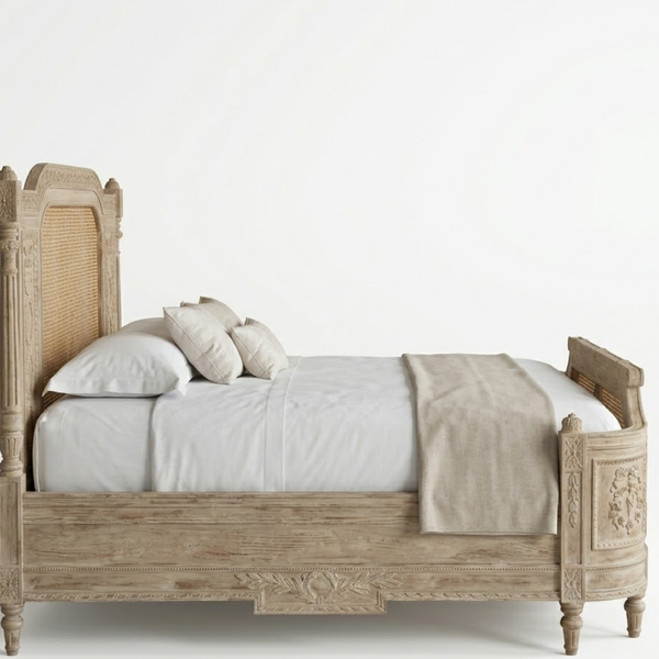 Malmesbury Solid Wood Rattan Bed -All Sizes