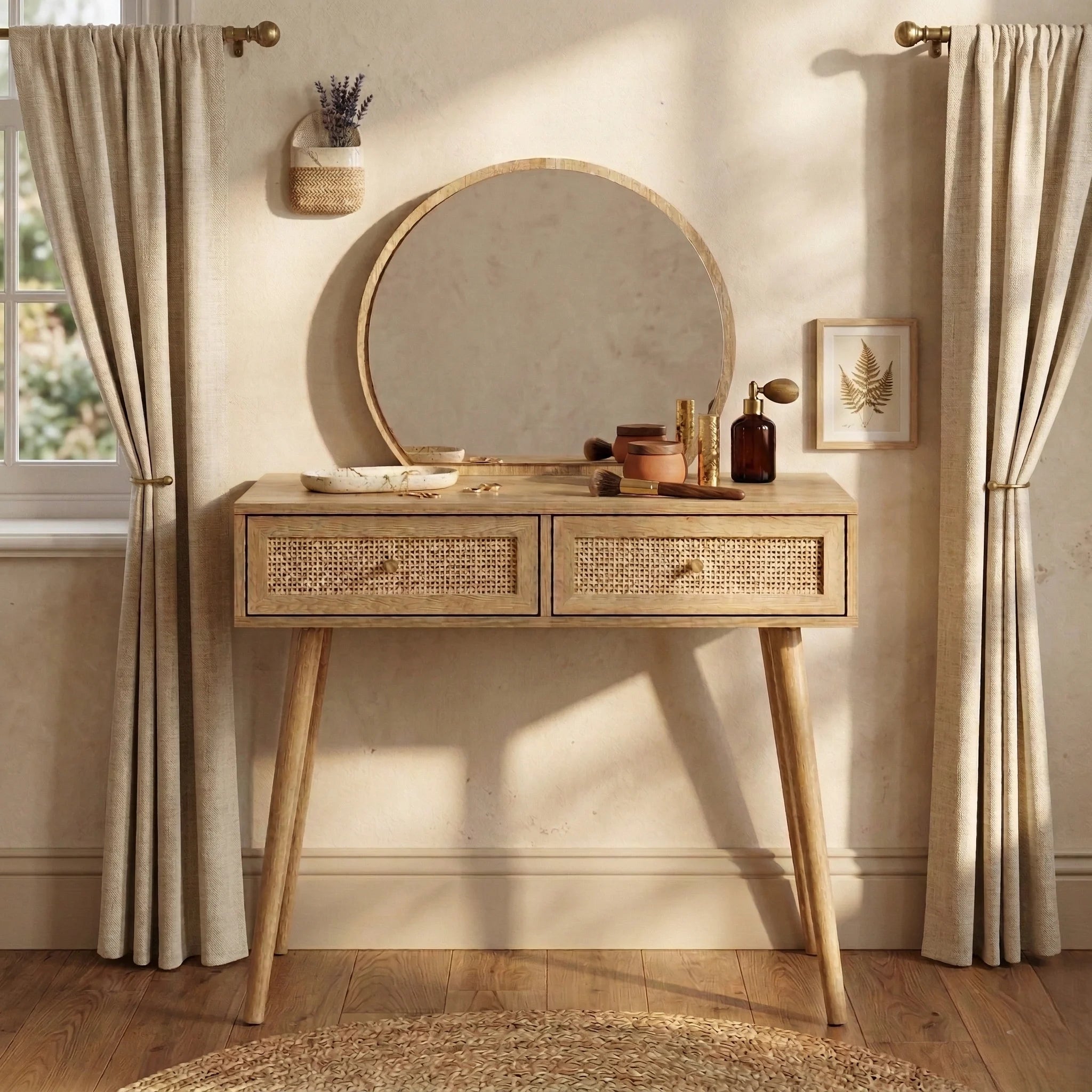 brown dress pink heels 3-in-1 Solid Wood Vanity Desk for Small Spaces  Kaslandi Furniture