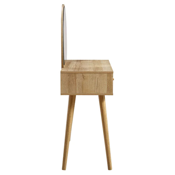 Manisa Solid Wood Rattan Dressing Table With Mirror