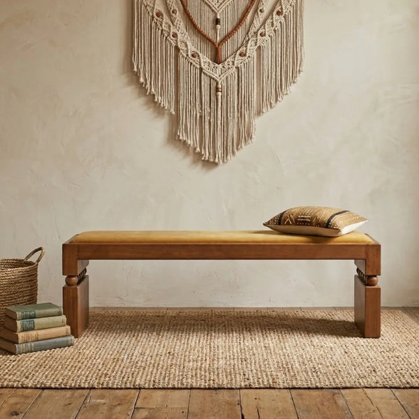 Marcel Velvet Cushioned Vintage Bench