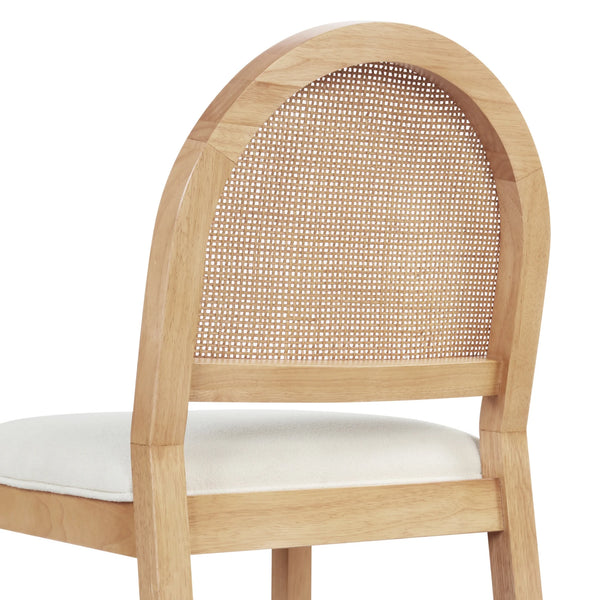 Mariko Rattan Solid Wood Dining Table Set Boucle Chairs- 4 Seater, 6 Seater - All Sizes