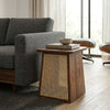 Maybole Rattan Wooden End Table - Walnut Finish
