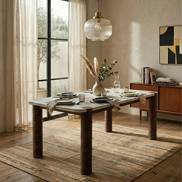 Mechelen Marble Table With Solid Wooden Base