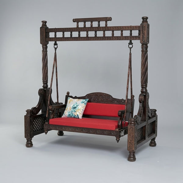 Mehrab ClassicSolid Wood Walnut finish 2 Seater Swing Chair