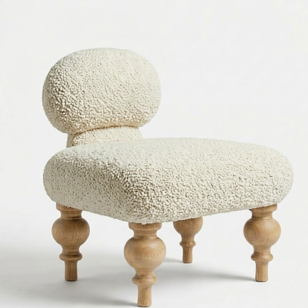 Mello Curve Solid Wood & Boucle 1 Seater Sofa
