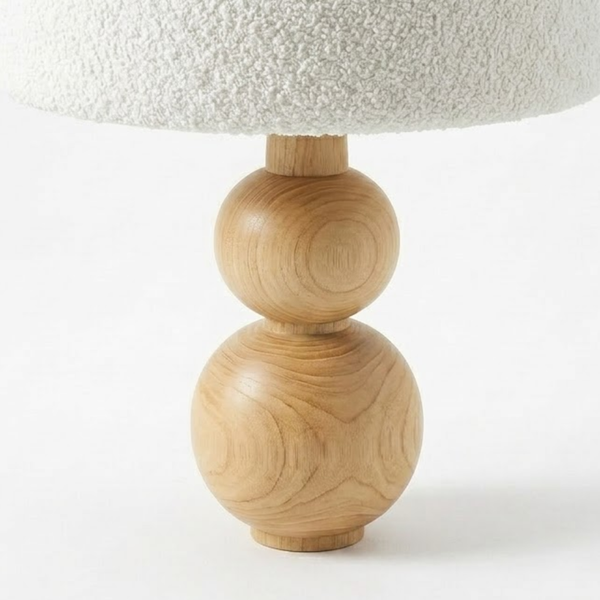 Mello Curve Teak Wood & Boucle End Table