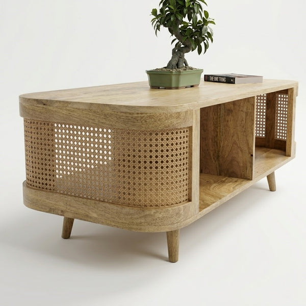 Meloni Curved Rattan Coffee Table - READY TO SHIP