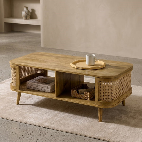 Meloni Curved Rattan Coffee Table - READY TO SHIP