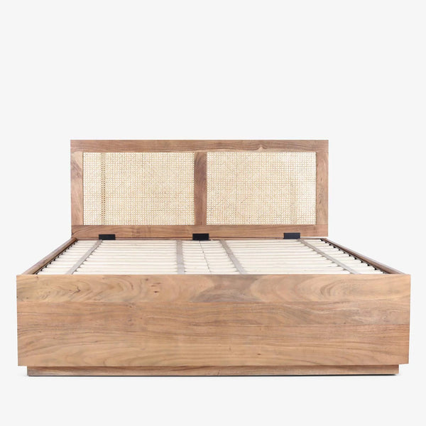 Memphis Rattan Solid Wood Bed- All Sizes