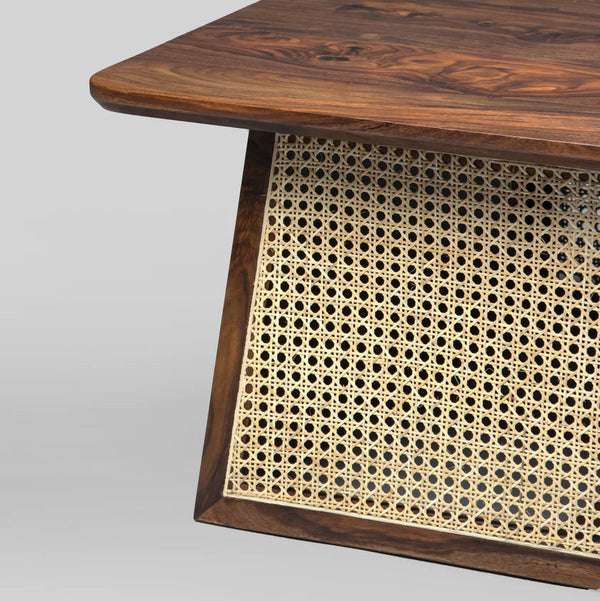 Merida Rattan Sheesham Wood Coffee Table
