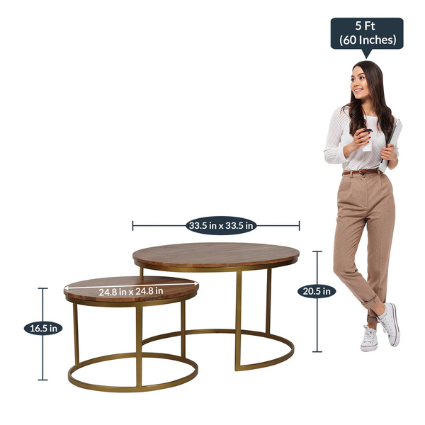 Millport Industrial Solid Wood Set of 2 Side Table In Brown