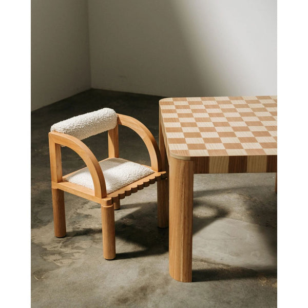 kids cute solid wood boucle fabric chair