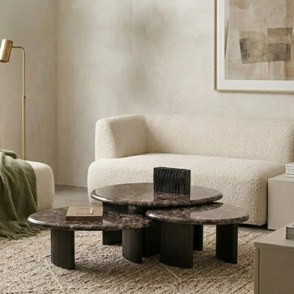 Narsaq solid Wood & Marble Nesting Table