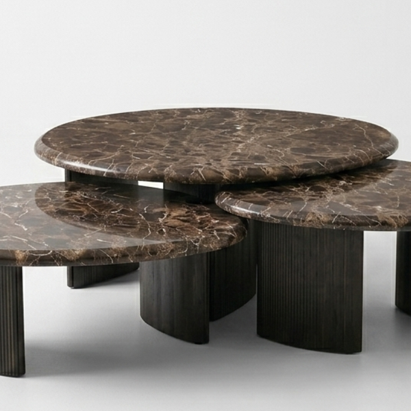 Narsaq solid Wood & Marble Nesting Table