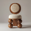 Orbita Solid Wood Boucle Fabric Dining Chair