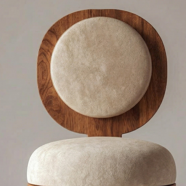 Orbita Solid Wood Boucle Fabric Dining Chair