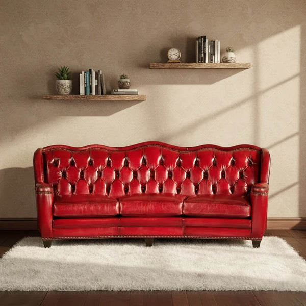 Oslo Red Leather Sofa
