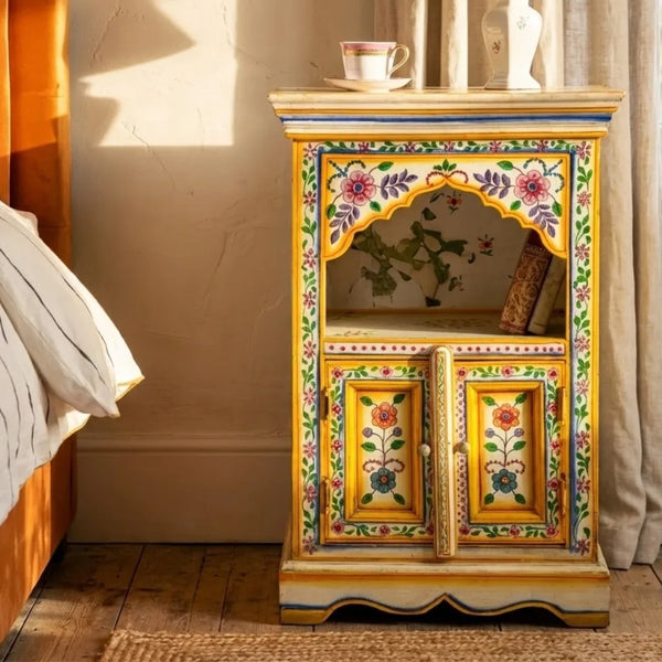 Pasadena Hand Painted Wooden Bedside Cabinet