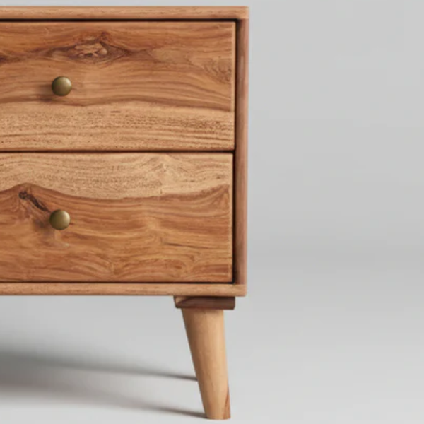 Paterson Sheesham Wood 2 Drawer Bedside Table
