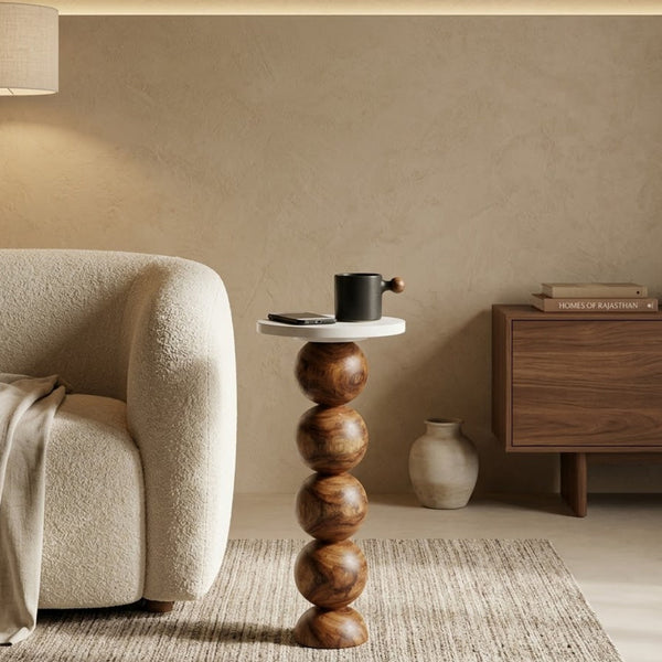 Persia Abstract Solid Wood End Table - READY TO SHIP