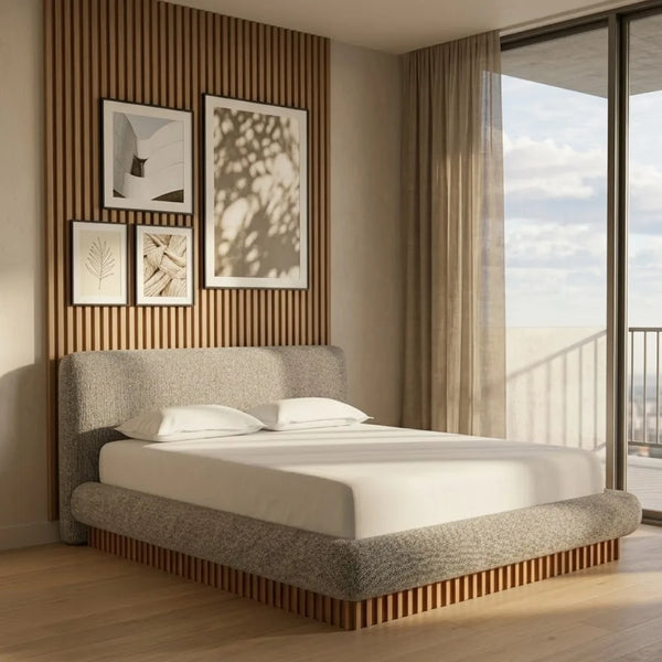 Modern boucle fabric all sizes bed
