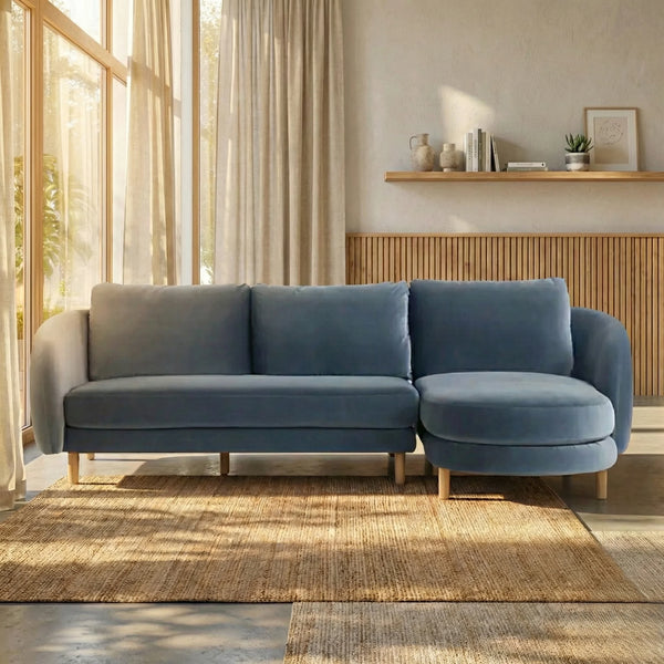 Perth Velvet L Shaped Sofa