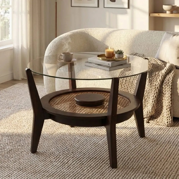 Petita Round Center Table With Glass Top