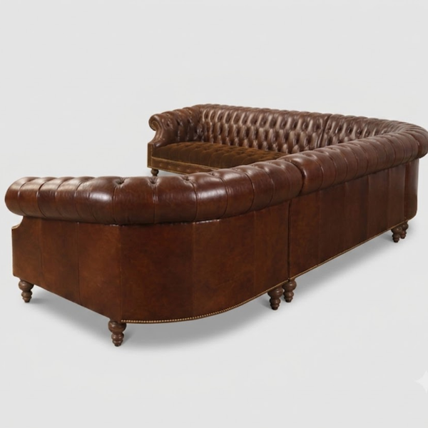 Petrolina Solid Wood Leather Sectional Sofa