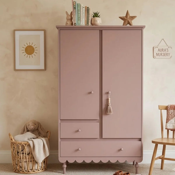 Pink Daisy Dream Kids Wooden Wardrobe, kids pink wardrobe , made up of solid wood
