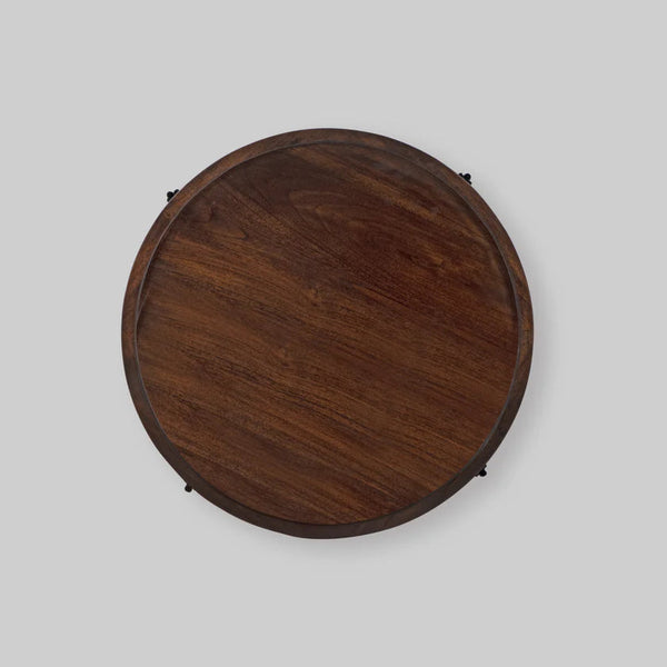 Prestwick Sheesham Solid Wood Round Metal End Table