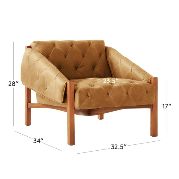Prieska Leather Tufted Accent Chair