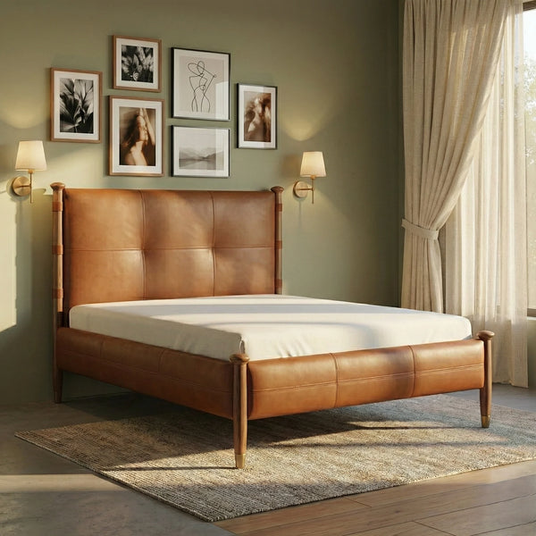Puebla Leather Upholstered Bed - All Sizes