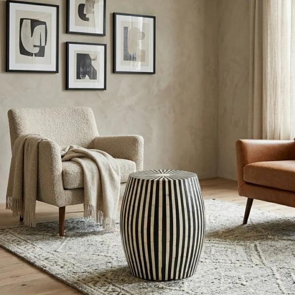 Qumbu Bone Inlay Geometric Design Stool