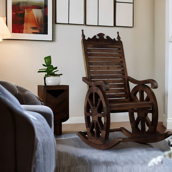 Classic Sheesham Wood Rocking Chair in Provincial Teak Finish