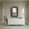 Rectangular Bone inlay Mirror for Wall - Black Vanity