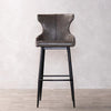 Reims High Leather & steel stool with back (Grey)