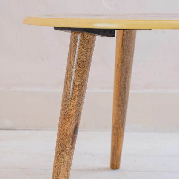 Renton Hand Painted Round Small Coffee Table - Mango Wood