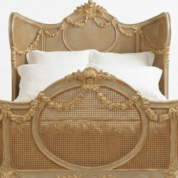 Riberalta Solid Wood Royal Rattan Bed -All Sizes