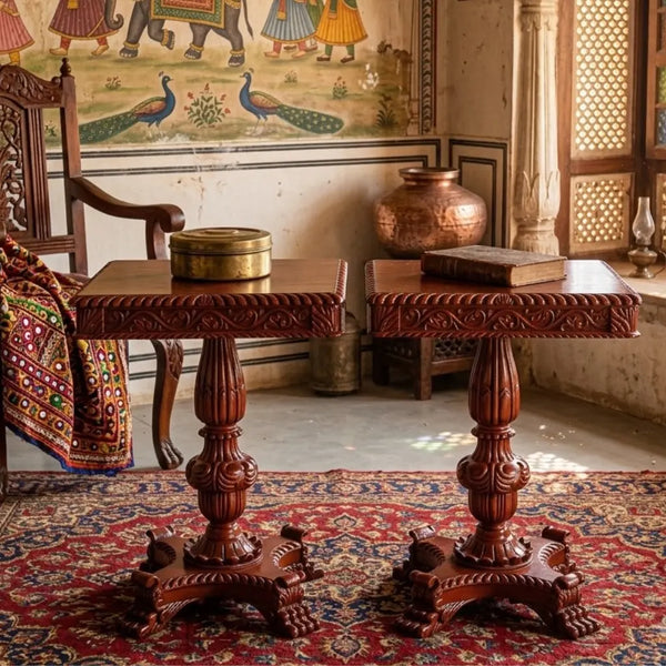 Richhill Traditional Pair of Luxurious Teakwood Side Table