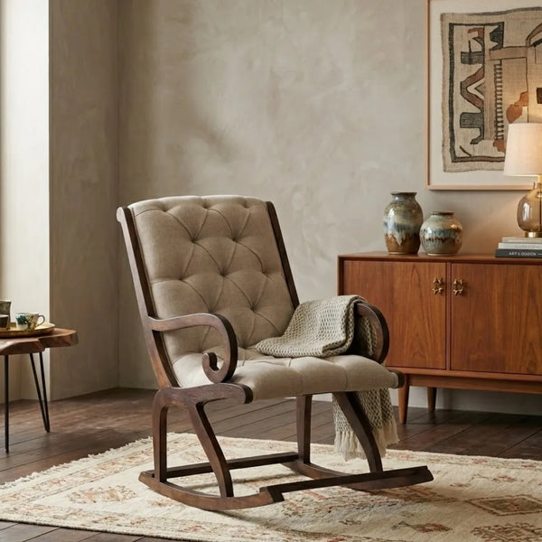 Robertson Sheesham Wood Rocking Chair in Provincial Teak Finish