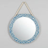 Bone Inlay Round Floral Blue Vanity Wall Mirror