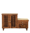 Sheesham Wood Shoe Storage Cabinet In Rustic Teak Finish