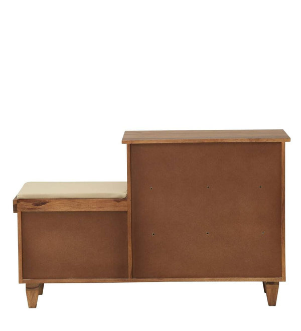 Sheesham Wood Shoe Storage Cabinet In Rustic Teak Finish
